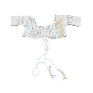 Andi Bagus Birdie Beach Crop Top Shirt Sheer Crocheted White Size Small Women's
